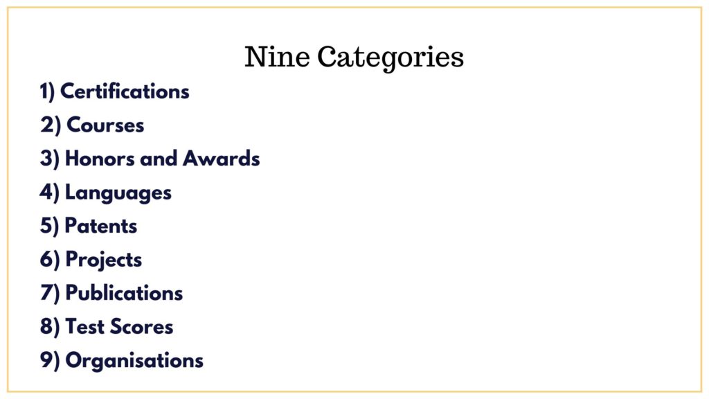 Nine Categories of LinkedIn Accomplishments